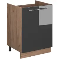 Vicco Wastafelkast Fame-Line, Antraciet Hoogglans/Goudkleurig Eiken, 60 cm