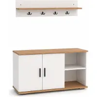 VCM Diele Garderoben Set mit Schuhschrank Sitzbank, Wandgarderobe & Hut Ablage - Gados L