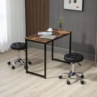 HAUSS SPOLE Werkkruk Ø35,5 Cm - Set Van 2 - In Hoogte Verstelbaar 48-63 Cm - 360° Draaibaar Met Wielen - Kunstleer - Zwart