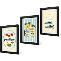 Coloray 4-Delige Schilderij Set - Italiaanse smaken en levensstijl in kleurrijke afbeeldingen - 20 x 30 cm - Muurdecoratie - Wanddecoratie - Hal - Stijlvolle Muurdecoratie