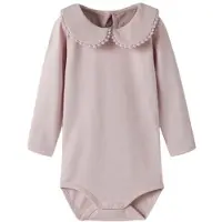Name it BABY katoenen romper met franjes en backprint - lila Paars Meisjes Stretchkatoen Peter Pan-kraag - maat 74
