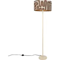 QAZQA Japandi vloerlamp beige met kap bruin en beige gestreept 50cm - Simplo