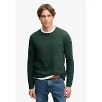 Superdry Katoenen Linnen Longsleeve Top Met Zak Green Grootte: S