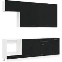 vidaXL Keukenelement PORTO, 8 stuks, zwart, houtvezel