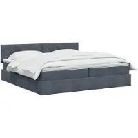 vidaXL - LED - opbergbed - met - matras - Donkergrijs - 200 - x - 200 - cm - Fluweel