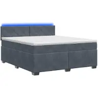 vidaXL Boxspringbed met matras en LED-verlichting, donkergrijs, 180 x 200 cm, fluweel