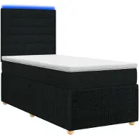 vidaXL LED boxspringbed met matras, zwart, 90 x 190 cm, gestoffeerd