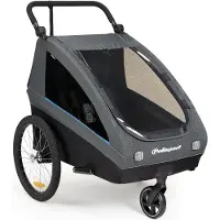 Polisport Bike kids trailer voor fietsen en wandelen grijs/zwart