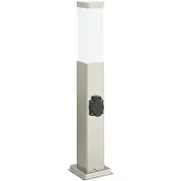 vidaXL Bolderverlichting met stopcontact 3 stuks 50 cm RVS IP44