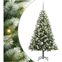 vidaXL Kunstmatige Scharnierende Kerstboom met Gevlokte Sneeuw Warmwit