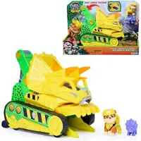 Spin Master - De Dino Film - Chomp & Rescue Bulldozer met Rubble-figuur en dinosaurusfiguur, voertuig met happende actie en reddingsklauw