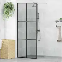 vidaXL Inloopdouchewand Zwart 80 x 195 cm gehard glas