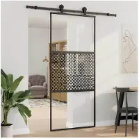 vidaXL Glazen deur, 90 x 2 x 205 cm, aluminium, zwart