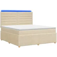 vidaXL LED boxspringbed met matras, crème kleur, 140 x 190 cm, gestoffeerd