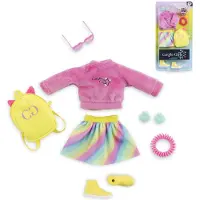 Corolle poppenkleertjes fluo set - kleurrijke dressing room accessoires.