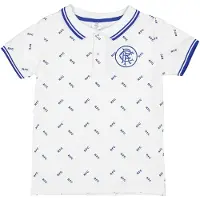 Castore Rangers FC-poloshirt met all-overprint voor kinderen (Wit)
