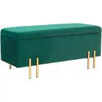 HOMCOM -Sitzbank mit Stauraum-Samt, Holz-100B x 40T x 42H cm-Grün