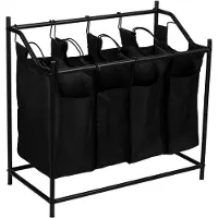 ALLVIA Wasmand 4 Vakken - Wasbox - Wassorteerder - Zwart - 78cm x 78cm x 75cm