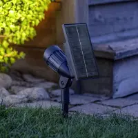 Star Trading LED-zonne-spot Powerspot 19 cm RGBW, 80 lm, zwart, grondpen, zwart, Kunststof, Modern, Solar buitenverlichting