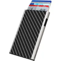 Tru Virtu Kaarthouder Click & Slide Card Etui Carbon Fibre Black / Silver Zwart Veelkleurig