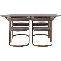 Ebuy24 Andy eethoek eettafel naturel 4 stoelen bouclé bruin.