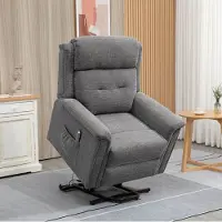 STILVORA Fauteuil 92 x 87 x 108 cm - Elektrische Sta-Op En Ligfunctie Met Voetsteun - Voor Woonkamer En Ontspanning - Stof Grijs