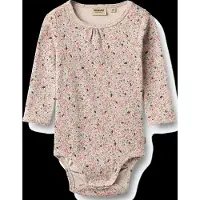 Wheat katoenen gebloemde romper - roze/beige/lichtblauw Bloemen - maat 56