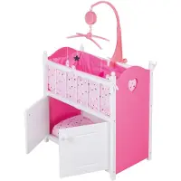 My Beautiful Dolls Room My Beautiful Dollsroom Houten Poppen-Ledikant met Muziek Roze/Wit
