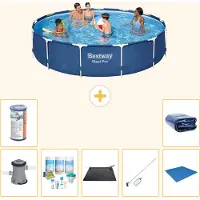Bestway Steel Pro, ronde opblaasbare zwembad - 396x84 cm - 8-delig, model S21616
