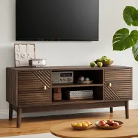 STILVORA TV Meubel - Mid-Century Modern Design Met Opbergruimte En Kabelmanagement - Voor Woonkamer En Slaapkamer - Walnoot - 110 Cm
