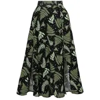 Hell Bunny - Rockabilly Midirok - GAIA SKIRT - XS tot 4XL - voor Vrouwen - zwart-groen | Maat XS