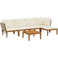 vidaXL 6 st Massief acaciahout & touw Naturel