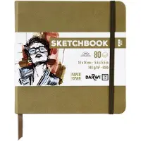 Darwi Sketch schetsboek - 14 x 14 cm - kaki
