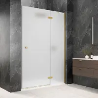 Polysan Globe nisdeur met vast paneel 110cm mat glas rechts goud mat