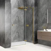 Polysan Globe nisdeur met vast paneel 120cm helder glas rechts goud mat