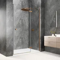 Polysan Globe nisdeur met vast paneel 120cm helder glas rechts koper mat