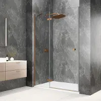 Polysan Globe nisdeur met vast paneel 110cm helder glas links koper mat