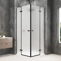 Polysan Globe vierkante douchecabine 100x100cm hoekinstap mat glas gunmetal
