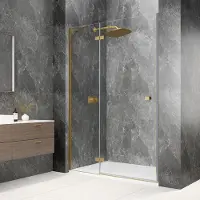 Polysan Globe nisdeur met vast paneel 80cm helder glas links goud mat