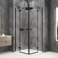 Polysan Globe vierkante douchecabine 90x90cm hoekinstap helder glas zwart mat