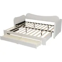 STILVORA gestoffeerd bed 90x200 cm met 2 lades en uitschuifbaar slaapgedeelte tot 180 cm, dagbed met USB-aansluiting en opbergruimte, slaapbank van fluweel in beige, dagbed