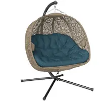 Outsunny Kussens, buitenmeubels, tuinschommel, schommel zitkussen, schommelstoel, lounge-stoel, hangmat met frame, hangmand, eivormige bank, mand, relaxstoel, ligstoel, waterdichte tuinligstoel,
