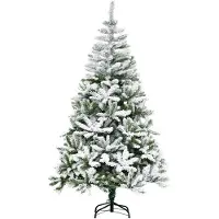 HOMCOM Christmas Tree Kunststoff, Stahl 105L x 105B x 180H cm Grün+Weiß