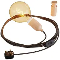 Creative Cables Snake Rolé Wood Zonder Gloeilamp Lamphouder Met Snoer