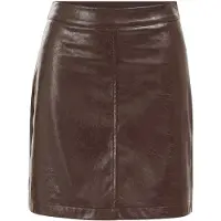 We fashion - Dames jersey rok van imitatieleer - Regular fit - Kaneelbruin - Maat: L