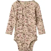 Wheat Rompertje/body 'Freddie' sand / donkerbruin / rosé