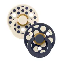 BIBS - Pacifier Studio Colour 2 PACK Polka Mix Latex - Ivory/Deep Space - Size 2