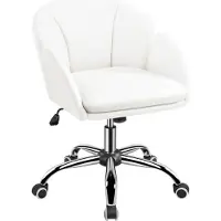 Yaheetech Bureaustoel Draaistoel met Wielen - Hoogte Verstelbaar - Kunstleer - Belastbaar tot 136 kg - 60 x 61 x 72-81,5 cm - Wit