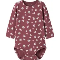 Name it BABY gebloemde romper - donkerrood Meisjes Stretchkatoen Ronde hals - maat 86