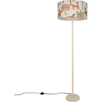 QAZQA Japandi vloerlamp beige met veelkleurige dierenprint kap 50 cm - Simplo